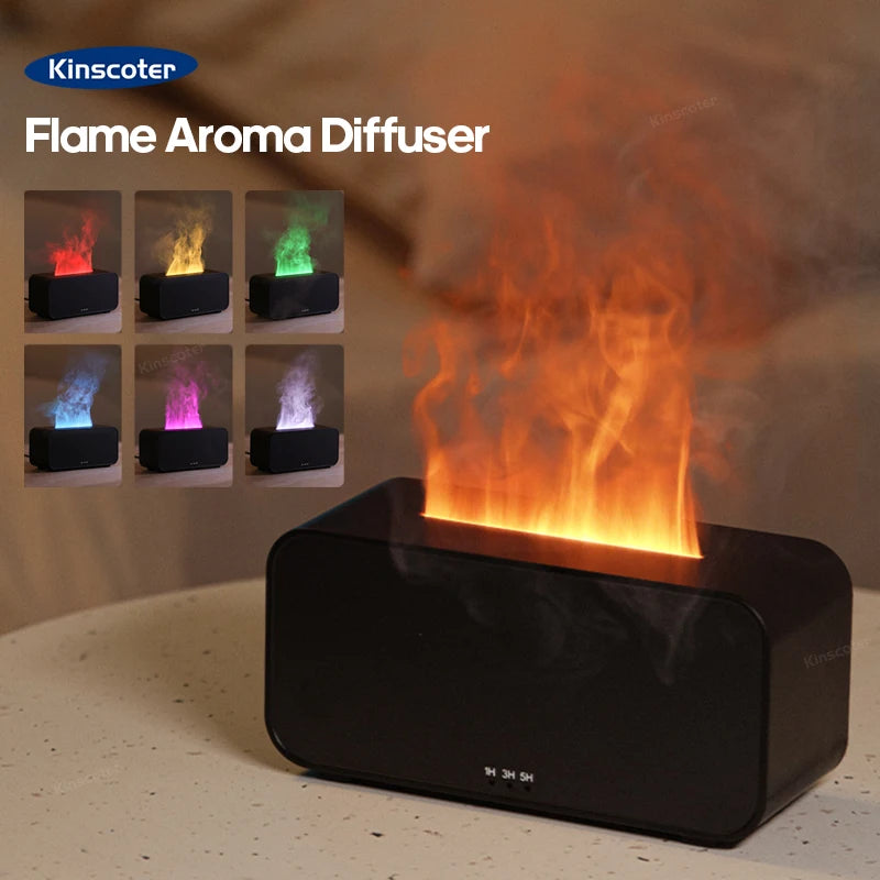 Transform Your Space with the Colorful Flame Aroma Diffuser & Humidifier - Ultrasonic Cool Mist Maker with Essential Oil Capability