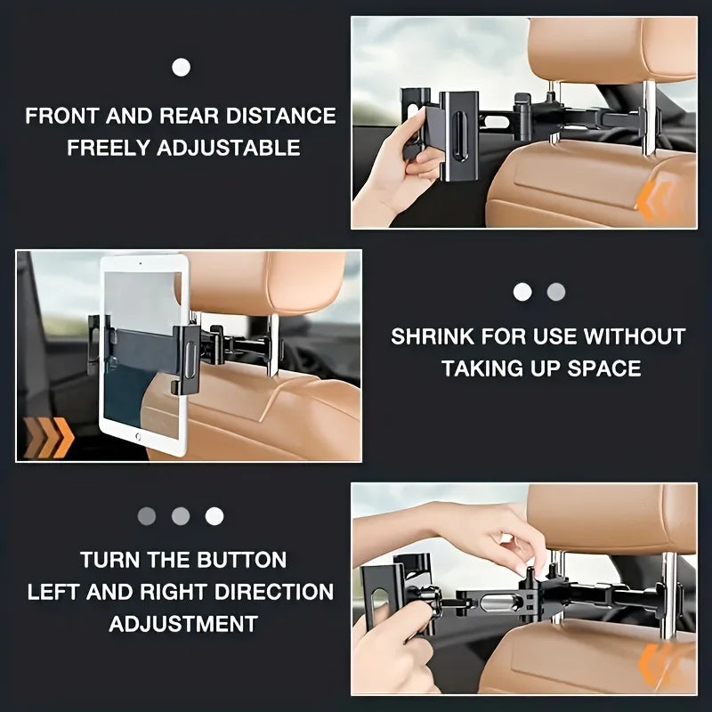 Universal Car Tablet Holder Back Seat Headrest Mount for Ipad Air Mini Pro 4-13 Inch 360 Rotation Rear Pillow Phone Clamp Stand