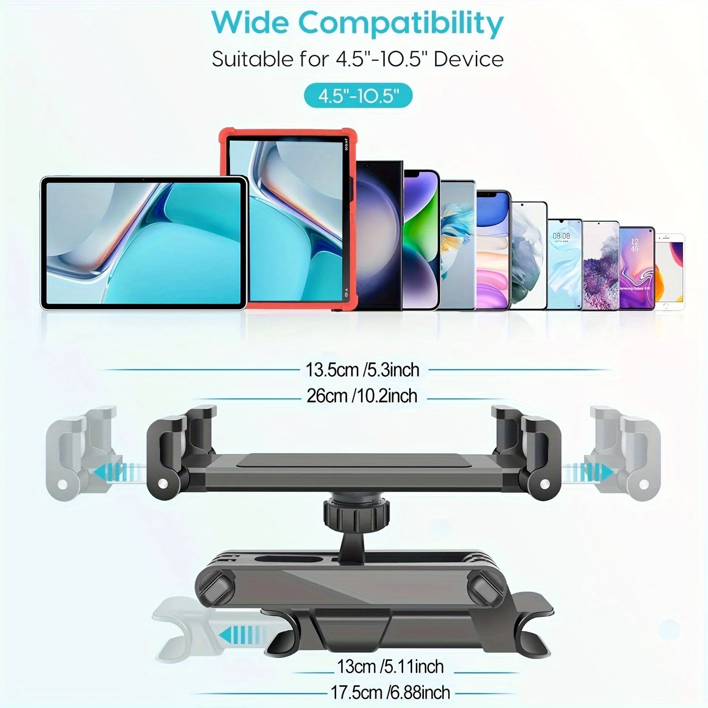 Universal Car Tablet Holder Back Seat Headrest Mount for Ipad Air Mini Pro 4-13 Inch 360 Rotation Rear Pillow Phone Clamp Stand