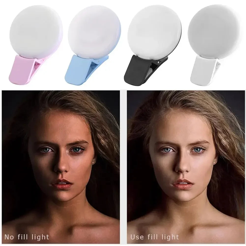 Portable Mini LED Selfie Ring Light with Three-Level Dimming for Mobile Photography