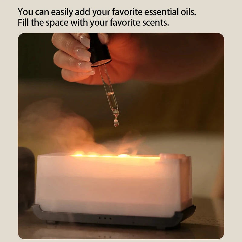 Transform Your Space with the Colorful Flame Aroma Diffuser & Humidifier - Ultrasonic Cool Mist Maker with Essential Oil Capability