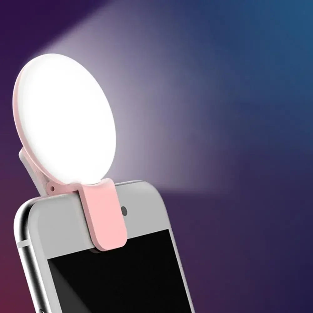 Portable Mini LED Selfie Ring Light with Three-Level Dimming for Mobile Photography