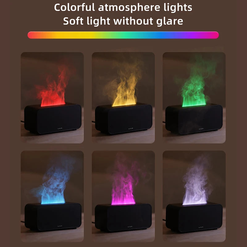 Transform Your Space with the Colorful Flame Aroma Diffuser & Humidifier - Ultrasonic Cool Mist Maker with Essential Oil Capability