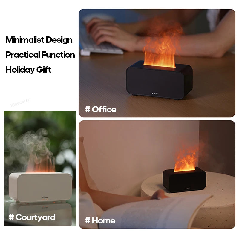 Transform Your Space with the Colorful Flame Aroma Diffuser & Humidifier - Ultrasonic Cool Mist Maker with Essential Oil Capability