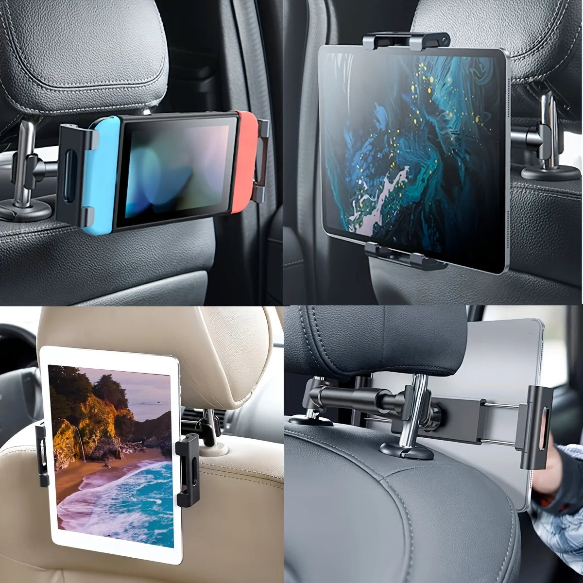 Universal Car Tablet Holder Back Seat Headrest Mount for Ipad Air Mini Pro 4-13 Inch 360 Rotation Rear Pillow Phone Clamp Stand